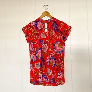 Bright Button Neck Blouse